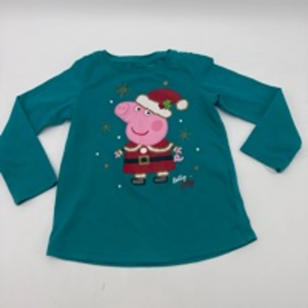 JUMPING BEANS Pajama Set 24M Teal Peppa Pig Christmas